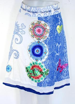 Юбка desigual /размер xl/ юбка с цветами / яркая юбка / desigual /1