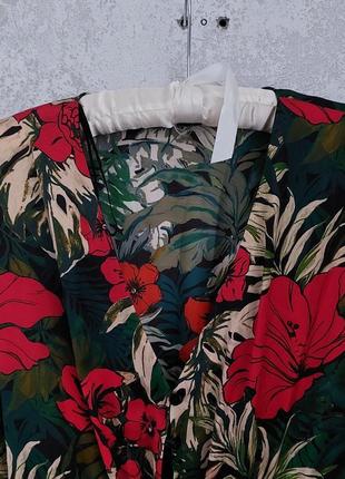 Фирменный шелковый сатиновый комбинезон в цветочный принт бренд зара zara размер хс5 фото