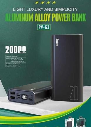 Повербанк powerbank - inkax pv-63 20000mah 2,1a 2usb type-c/mi...