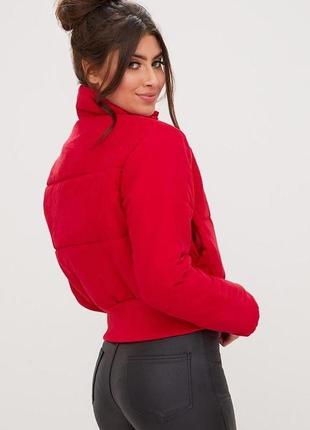 Куртка дутік пуффер червона вкорочена стильна осінь 20204 фото