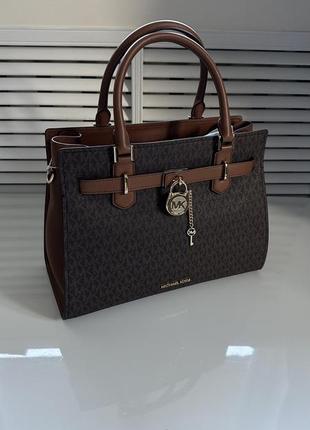 Коричнева велика сумка hamilton medium brown michael kors