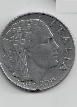 Монета италия 20 чентезимо 1941 года