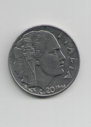 Монета италия італія 20 чентезимо 1942 року