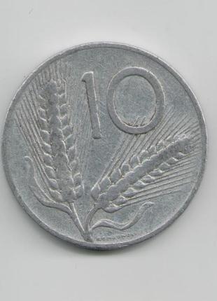Монета італія 10 літрів 1953 року1 фото