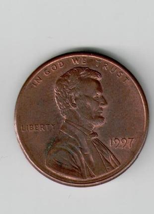 Монета сша 1 цент 1997 года 2