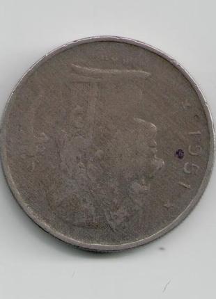 Монета бельгия 1 франк 1951 года belgie2 фото
