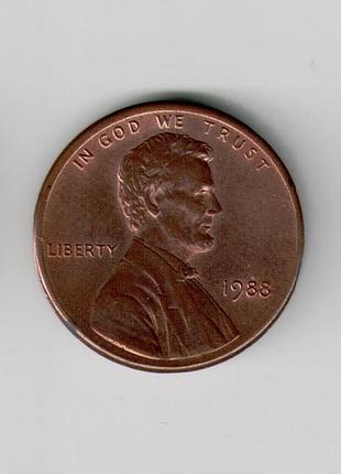 Монета сша 1 цент 1988 года 2