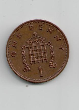 Монета великобританія 1 пенні 1986 року1 фото