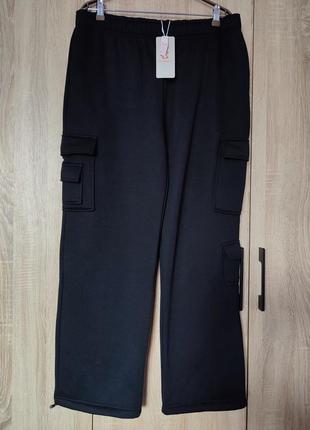 Новые утепленные сплитовые брюки карго широкие джоггеры размер 2xl 52-541 фото