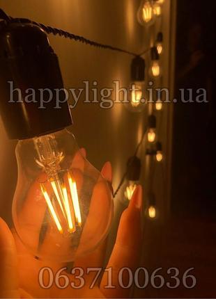 Ретро гірлянда з філаментними лампами едісона прозорі лампочки...2 фото