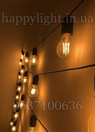 Ретро гірлянда з філаментними лампами едісона прозорі лампочки...3 фото