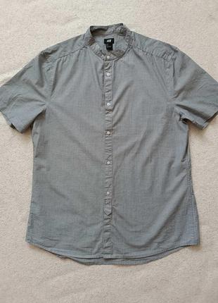Мужская тоненькая рубашка на короткий рукав на стойку h&amp;m1 фото