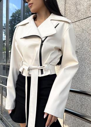 Стильная укороченная куртка косуха женская демисезонная куртка*3 цвета* люкс качество3 фото