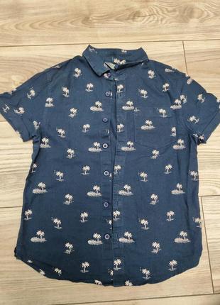 Синяя гавайская рубашка с пальмами 128 см2 фото