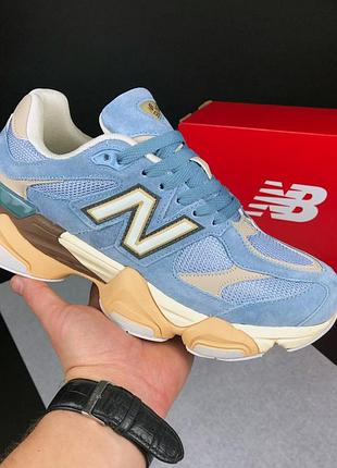 Мужские кроссовки new balance 9060 замшевые голубые