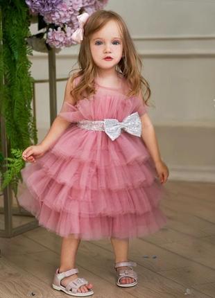 Супер пышное детское нарядное розовое пудровое праздничное платье на рочек 1 год 12м 2 3 4 5 6 7 лет 18м 86 92 98 104 110 116 122 в день рождения3 фото
