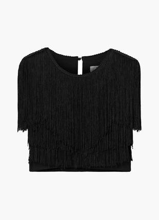 Дизайнерський укорочений топ з джерсі з бахромою miguelina