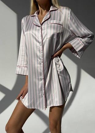 Жіноча сорочка victoria's secret. сорочка для дівчини vs в ніжну сіру смужку