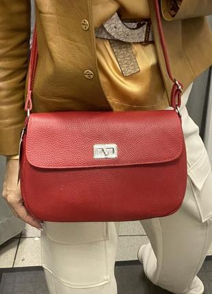 Сумка червона шкіряна італійстка сумка жіноча