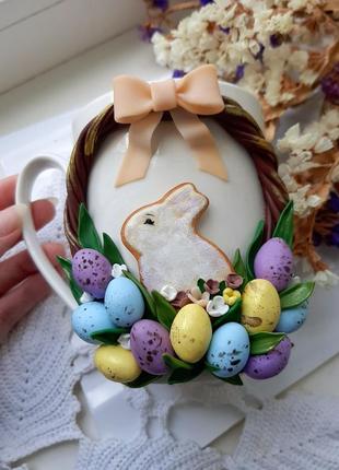 Чашка з великоднім декором ручної роботи/ подарунок до пасхи / на великдень/ декор великодній декор посуду на пасху
