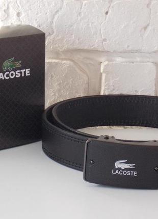 Мужской кожаный прошитый ремень lacoste пряжка-автомат