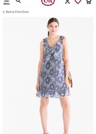Кружевное на подкладке платье yessica c&a a-line dress плаття сукня размер 12/40