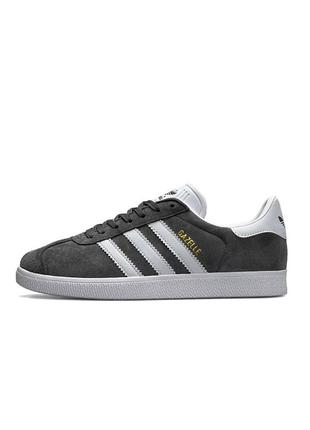 Мужские кроссовки adidas originals gazelle gray white stripes