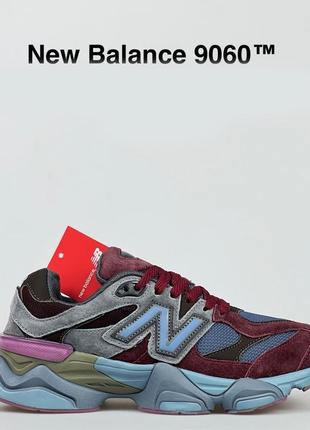 Женские кроссовки new balance 9060 замшевые, сетка, бордовые с голубым7 фото