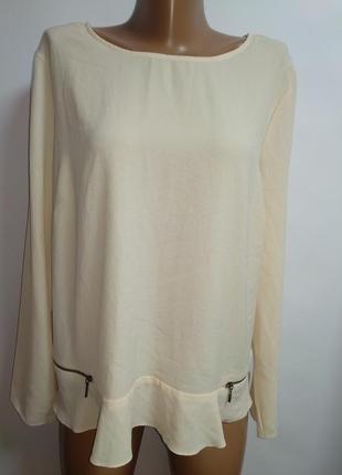 Персикова блуза з баскою #73#1 фото