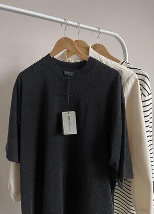 Футболка унисекс balenciaga баленсиага 1:1 с камушками блестящая
