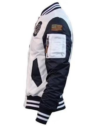 Бомбер top gun ma-1 color block bomber jacket (біло-синій)4 фото