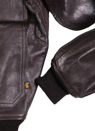 Куртка шкіряна alpha industries g-1 leather jacket (brown)4 фото