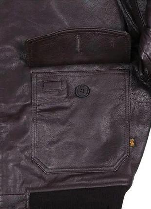 Куртка шкіряна alpha industries g-1 leather jacket (brown)5 фото