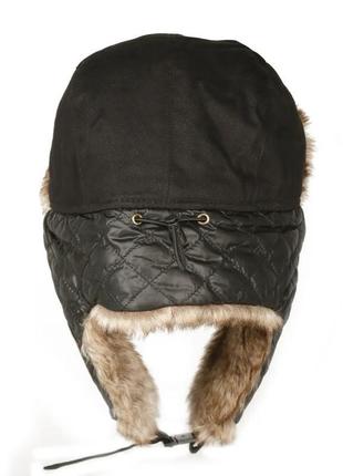 Зимова шапка top gun картатий winter hat (чорна)3 фото
