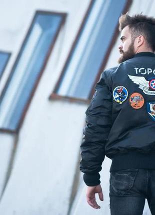 Бомбер top gun official ma-1 "wings" (navy)3 фото