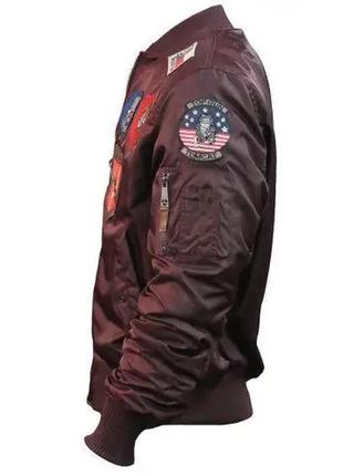 Бомбер top gun ma-1 nylon bomber jacket with patches (maroon)5 фото