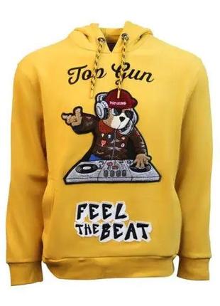 Толстовка top gun dj bear hoodie (жовта)1 фото