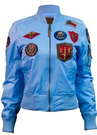 Жіночий бомбер miss top gun ma-1 jacket with patches (блакитний)