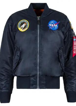 Бомбер alpha industries nasa ma-1 flight jacket (blue)1 фото