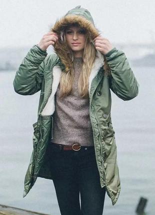 Жіноча парка alpha industries elyse parka (olive)7 фото