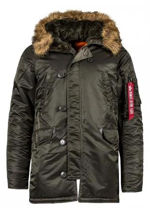 Куртка аляска slim fit n-3b parka alpha industries (темно-сіра)