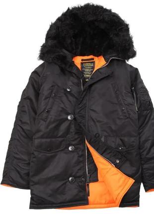 Куртка аляска slim fit n-3b parka alpha industries (чорна)