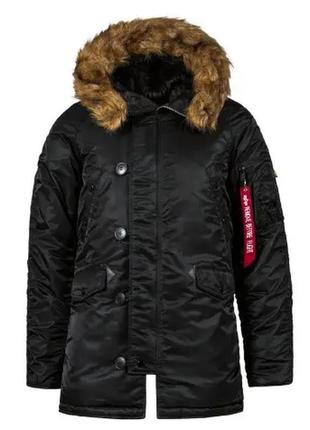 Зимова куртка slim fit n-3b parka alpha industries (black/brown)1 фото