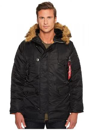 Зимова куртка slim fit n-3b parka alpha industries (black/brown)5 фото