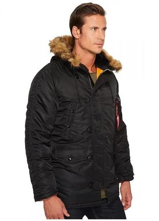 Зимова куртка slim fit n-3b parka alpha industries (black/brown)6 фото