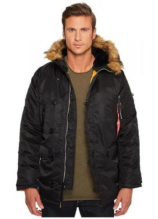 Зимова куртка slim fit n-3b parka alpha industries (black/brown)10 фото