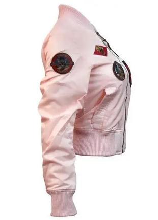 Жіночий бомбер miss top gun ma-1 jacket with patches (pink)4 фото