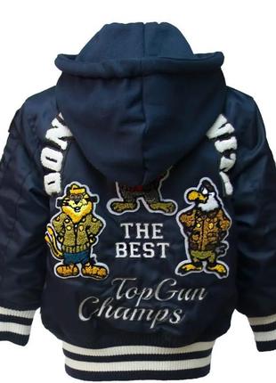 Дитяча льотна куртка kid's ma-1 champs bomber with hoodie (синя)2 фото