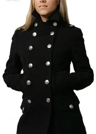 Пальто бушлат ladies wool long peacoat alpha industries (чорне)1 фото