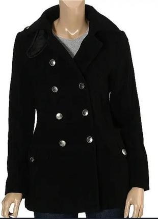 Пальто бушлат ladies wool long peacoat alpha industries (чорне)3 фото